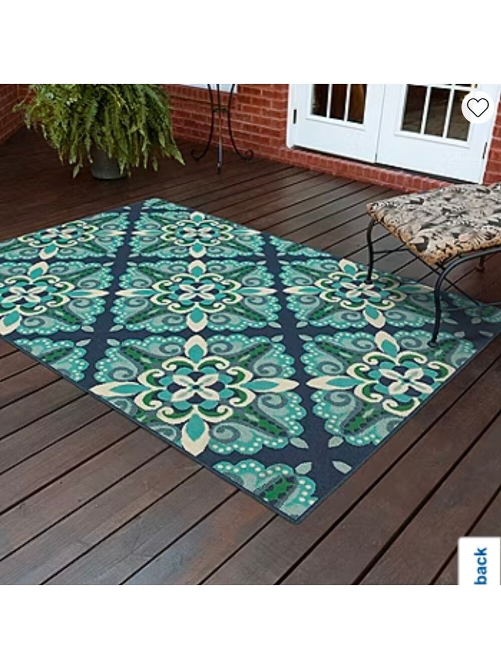22"x34" Covington Home Medallion Indoor Outdoor Rectangle Accent Rug Blue Green